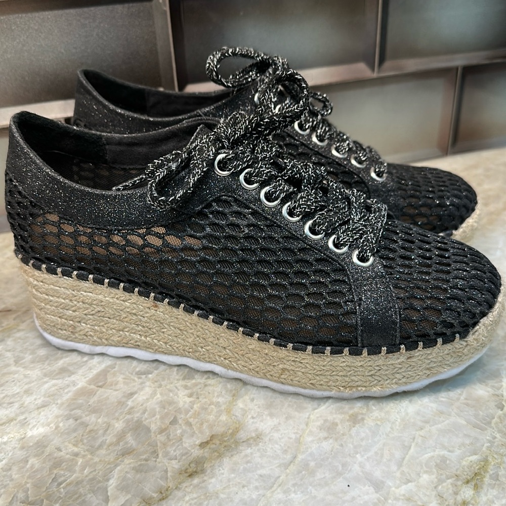 Inc international concept Women's asina mesh sneakers, black glitter size 6.5